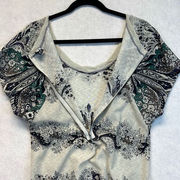 FREE PEOPLE T-Shirt Women’s XS Multicolor Paisley Floral Short Sleeve Boho Top - Picture 11 of 11